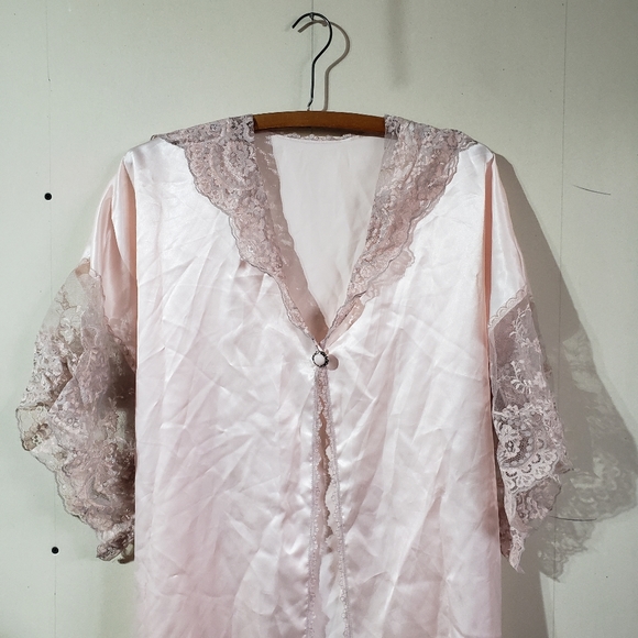 Rare vintage pink Colesce Couture two piece négligée set slip dressing gown - Picture 4 of 15